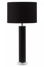 Black Snake Leather Effect Table Lamp with Chrome Base