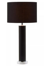 Black Snake Leather Effect Table Lamp with Chrome Base