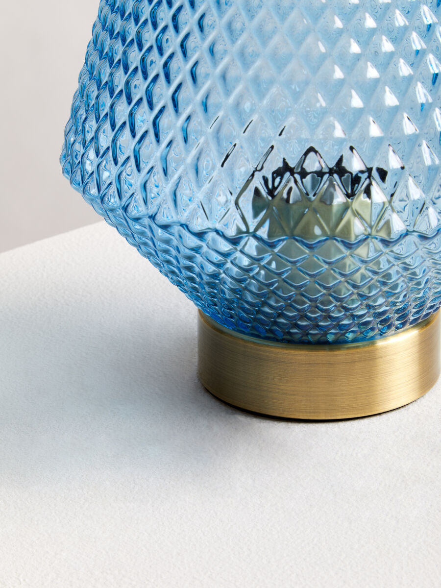 Blue Angular Glass Table Lamp
