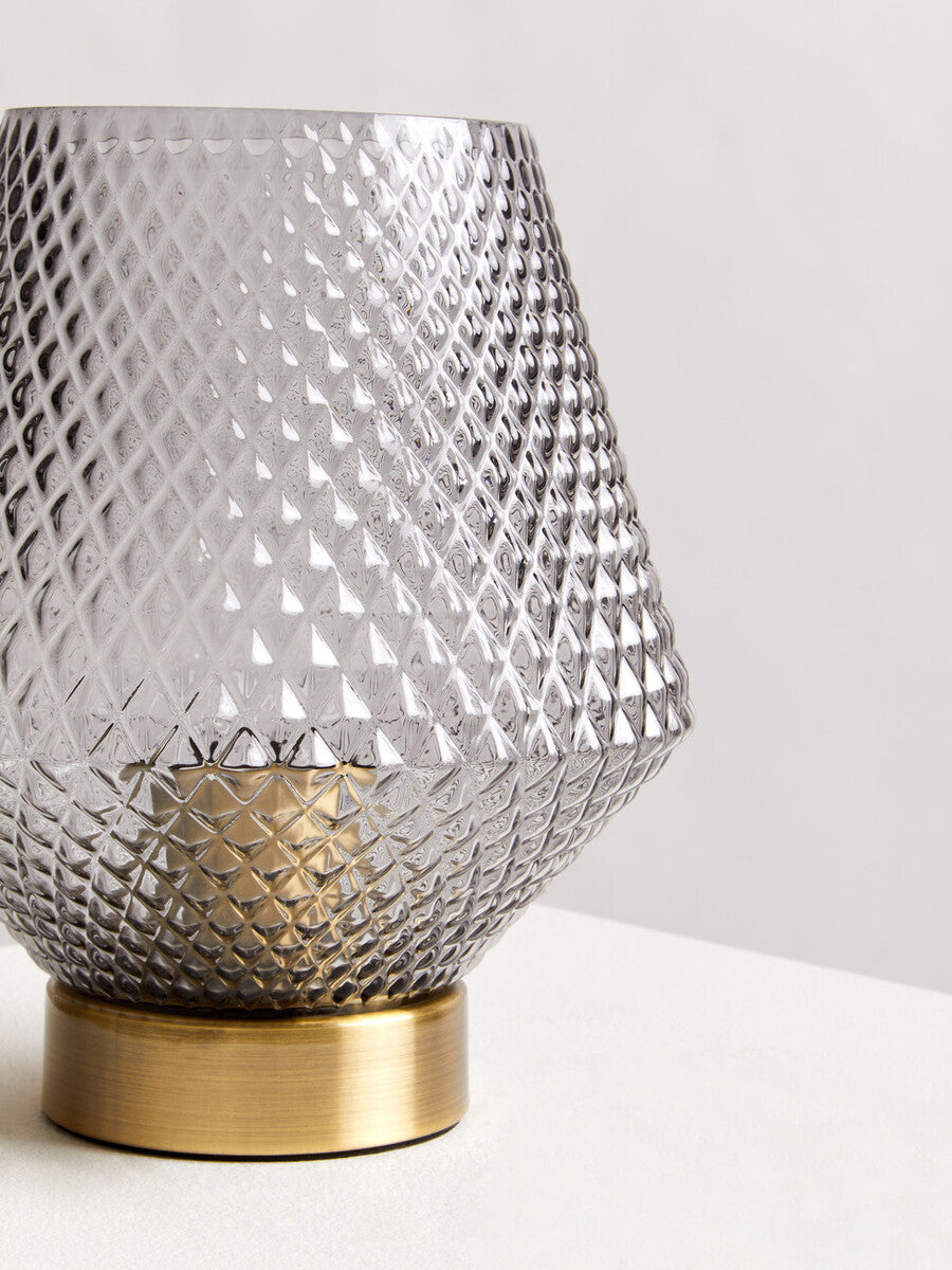 Grey Smoked Glass Table Lamp