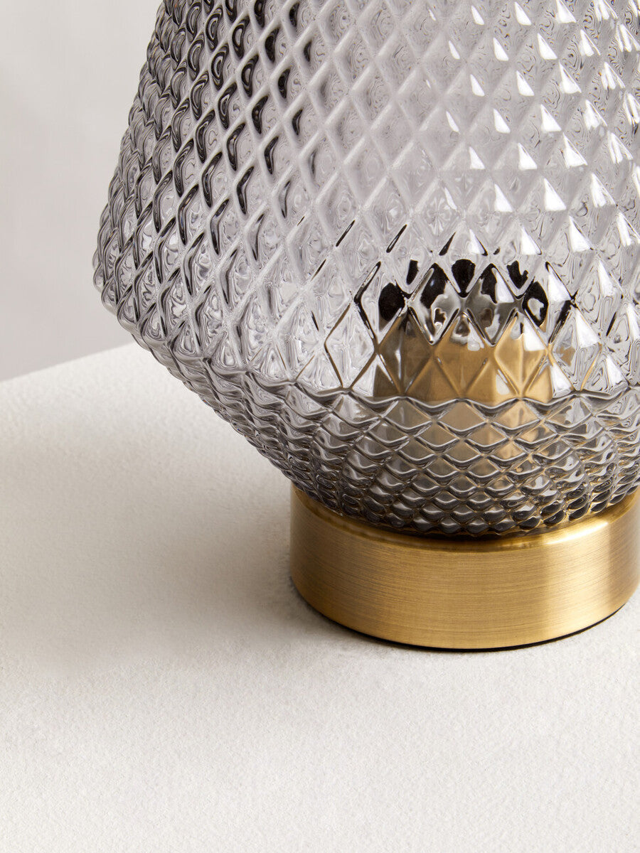 Grey Smoked Glass Table Lamp