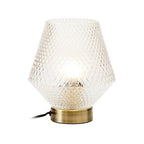 Embossed Clear Glass Table Lamp with Gold Ring Base