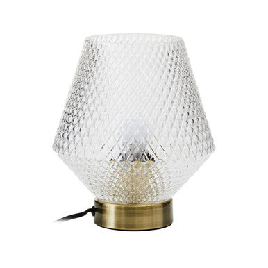 Embossed Clear Glass Table Lamp with Gold Ring Base