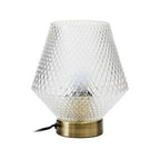 Embossed Clear Glass Table Lamp with Gold Ring Base