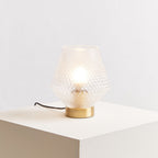 Embossed Clear Glass Table Lamp with Gold Ring Base
