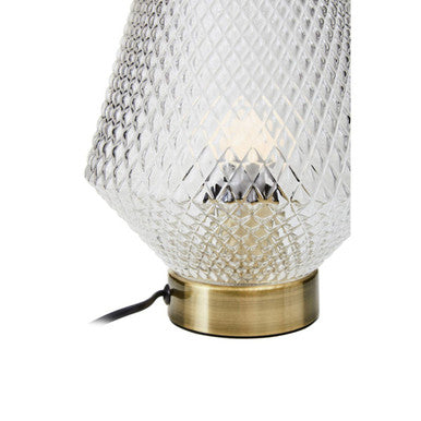 Embossed Clear Glass Table Lamp with Gold Ring Base