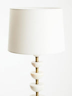 White Marble and Gold Stem Table Lamp with Linen Shade