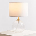 Dotted Clear Glass Table Lamp with Gold Stem