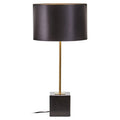 Black Marble Table Lamp with Gold Stem and Linen Shade