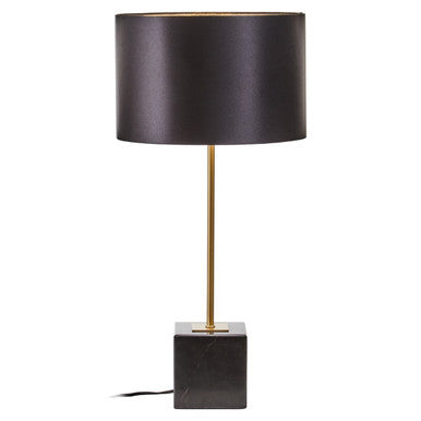 Black Marble Table Lamp with Gold Stem and Linen Shade