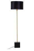 Black Marble Floor Lamp with Gold Stem and Linen Shade