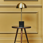 Brushed Brass Table Lamp with Black Marble Base