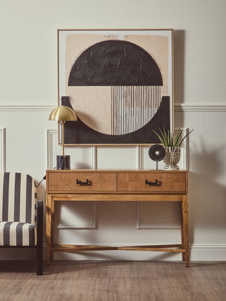 Brushed Brass Table Lamp with Black Marble Base