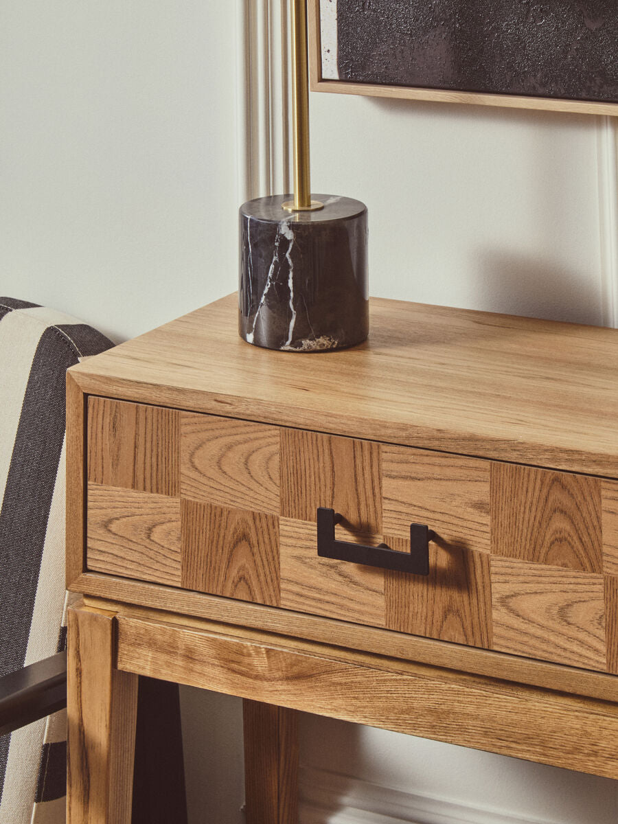 Brushed Brass Table Lamp with Black Marble Base