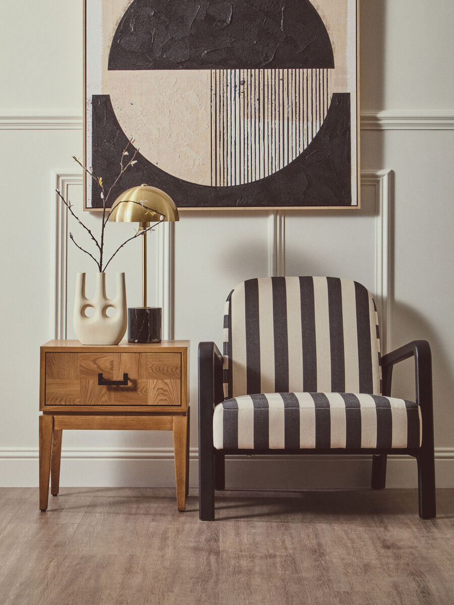 Brushed Brass Table Lamp with Black Marble Base