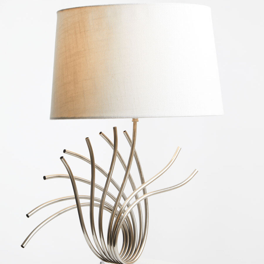 Brushed Chrome Spoke Table Lamp