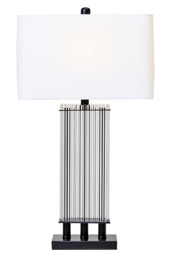 Clear Glass Table Lamp with Matte Black Base