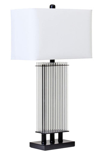 Clear Glass Table Lamp with Matte Black Base
