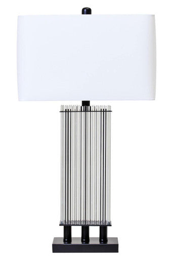 Clear Glass Table Lamp with Matte Black Base