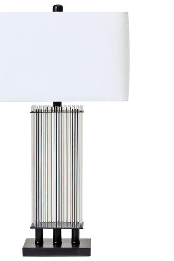 Clear Glass Table Lamp with Matte Black Base