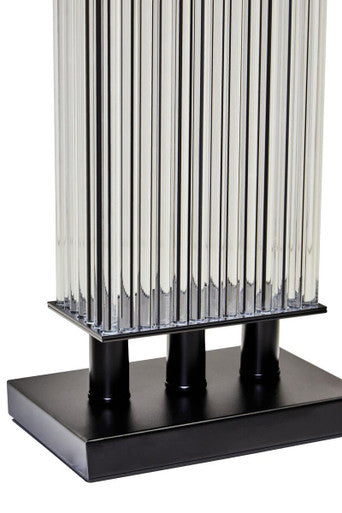 Clear Glass Table Lamp with Matte Black Base