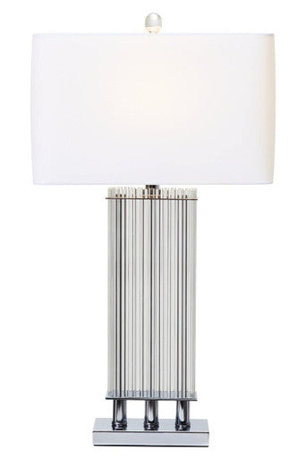 Clear Glass Table Lamp with Matte Silver Base