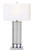 Clear Glass Table Lamp with Matte Silver Base