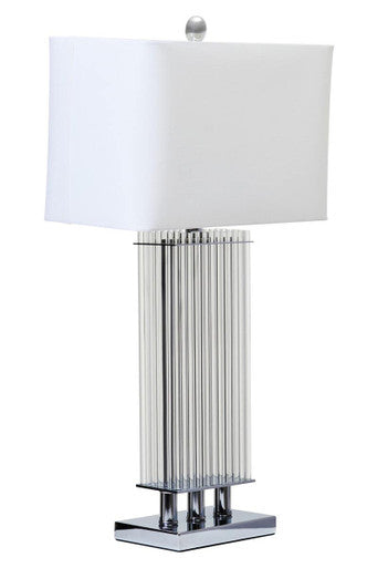 Clear Glass Table Lamp with Matte Silver Base