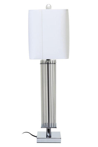 Clear Glass Table Lamp with Matte Silver Base