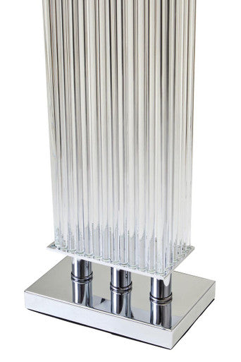 Clear Glass Table Lamp with Matte Silver Base