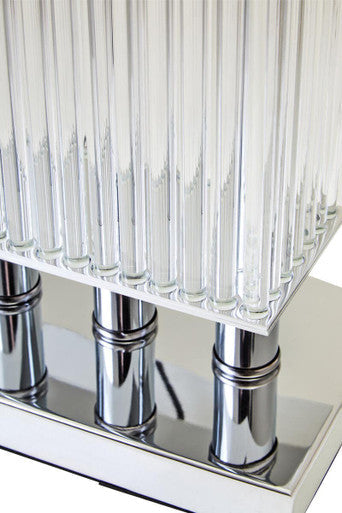 Clear Glass Table Lamp with Matte Silver Base