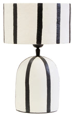 Black and White Stripe Papier Mache Table Lamp