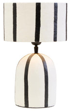 Black and White Stripe Papier Mache Table Lamp