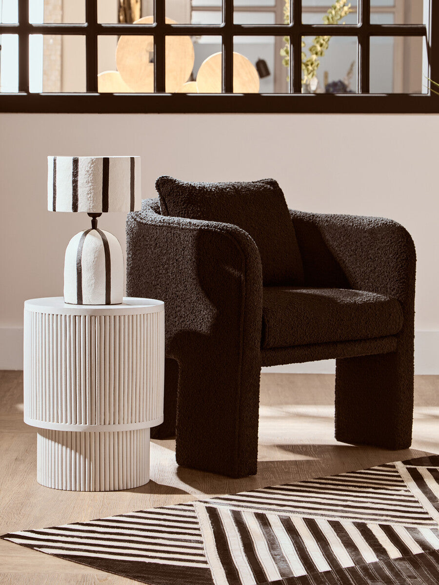 Black and White Stripe Papier Mache Table Lamp