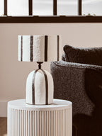 Black and White Stripe Papier Mache Table Lamp