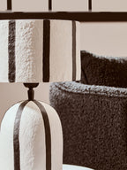 Black and White Stripe Papier Mache Table Lamp