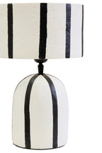 Black and White Stripe Papier Mache Table Lamp