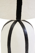 Black and White Stripe Papier Mache Table Lamp