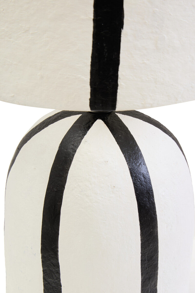 Black and White Stripe Papier Mache Table Lamp