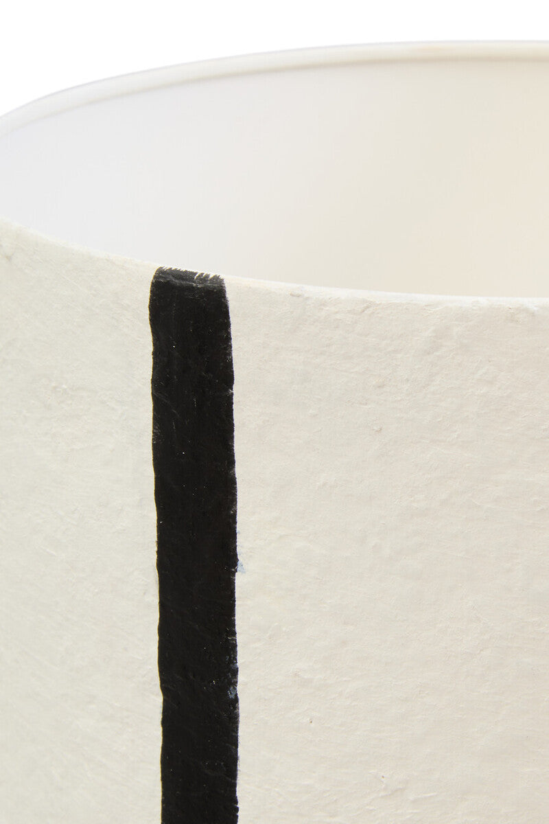 Black and White Stripe Papier Mache Table Lamp