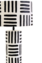 Black and White Papier Mache Table Lamp with Geometric Lines