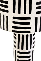 Black and White Papier Mache Table Lamp with Geometric Lines