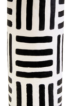 Black and White Papier Mache Table Lamp with Geometric Lines
