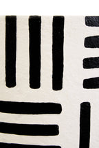 Black and White Papier Mache Table Lamp with Geometric Lines
