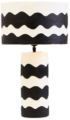 Black and White Curved Stripe Papier Mache Table Lamp