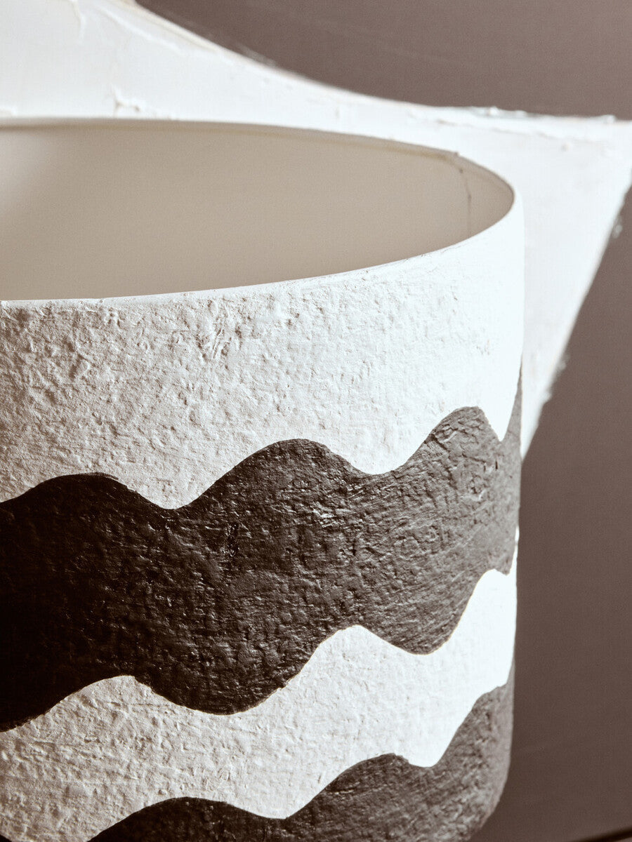 Black and White Curved Stripe Papier Mache Table Lamp
