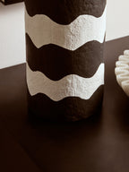Black and White Curved Stripe Papier Mache Table Lamp