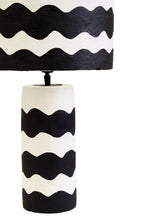 Black and White Curved Stripe Papier Mache Table Lamp