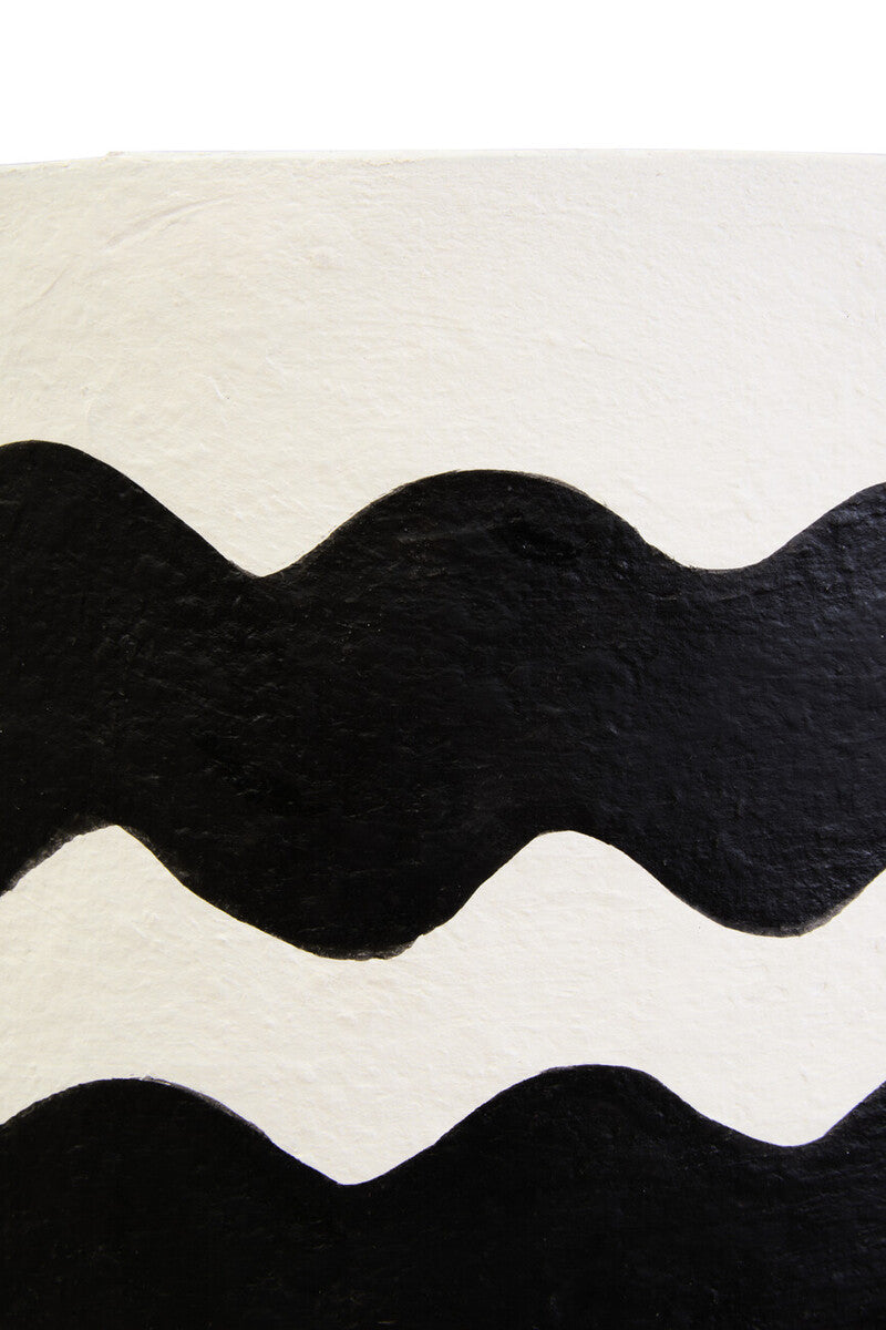Black and White Curved Stripe Papier Mache Table Lamp