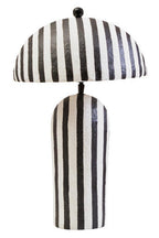 Black and White Stripe Papier Mache Table Lamp with Dome Shade